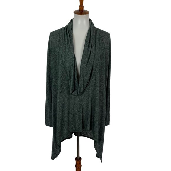 Michael Stars Asymmetrical Top One Size Green Long Sleeve Boho Artsy - Picture 1 of 6